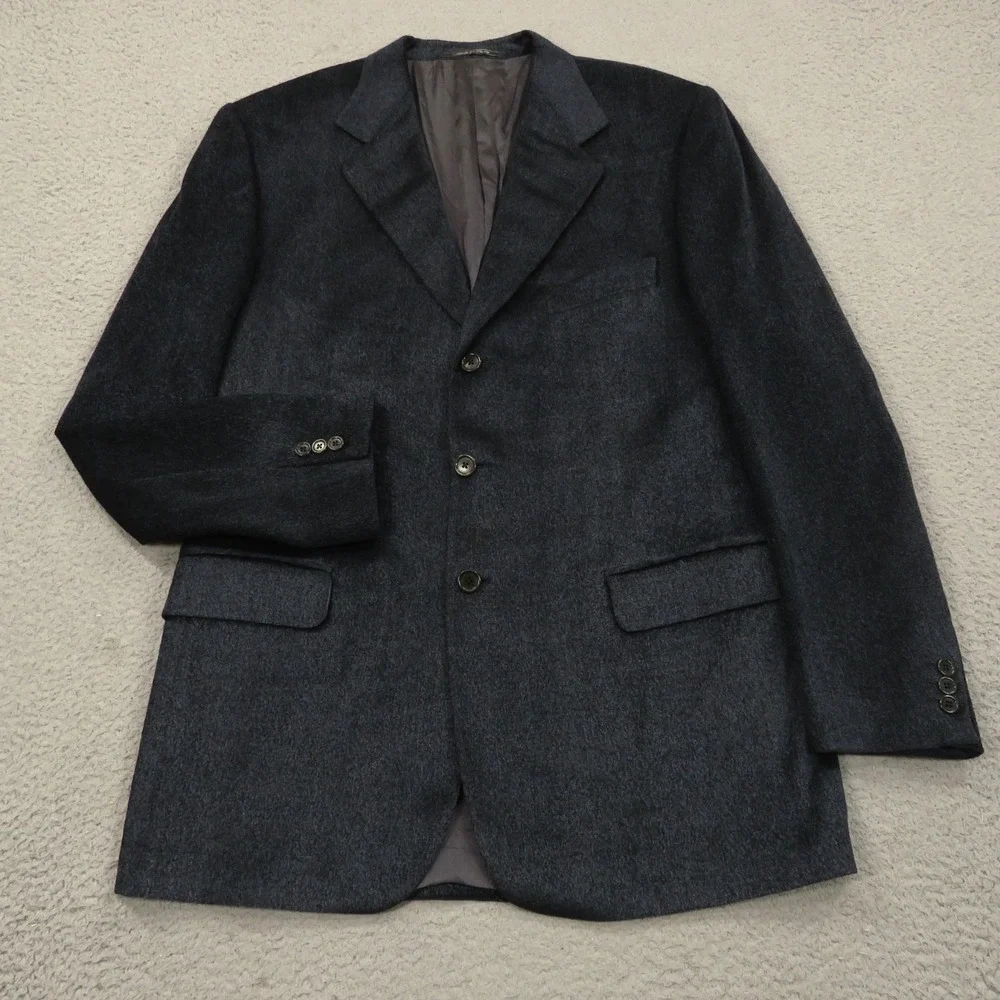Lubiam Blazer 44L Blue Melange Wool Blend 3/2 Roll Textured Jacket LBM 1911